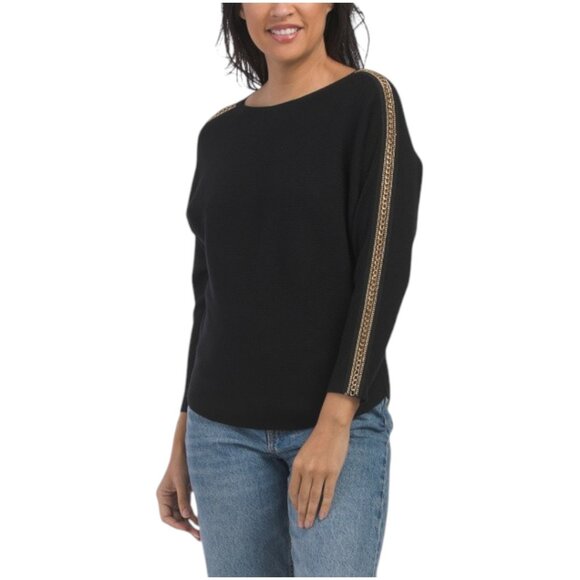 LIV Chain Detail Dolman Three-quarter Sleeve Pullover - Picture 1 of 3